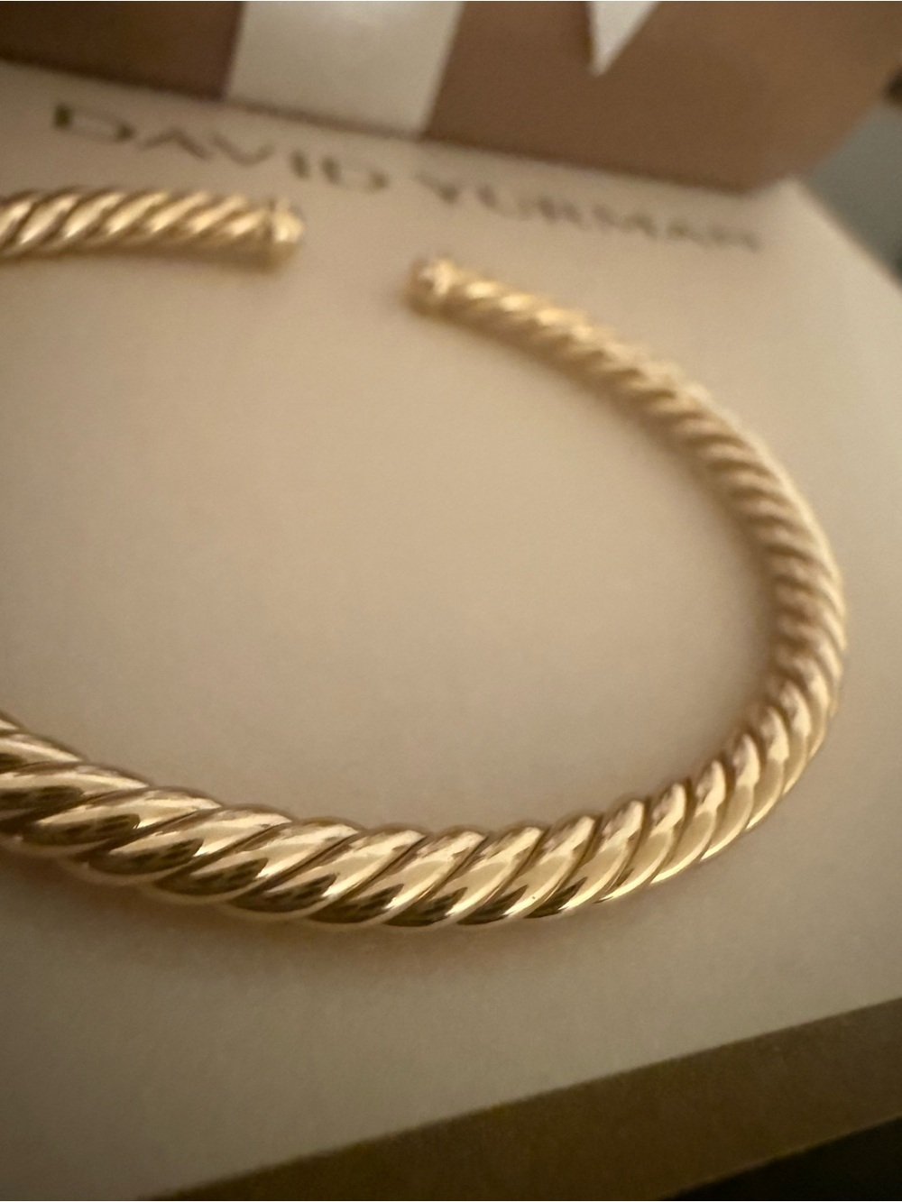 GORGEOUS David Yurman 18k Yellow Gold Cable Open Cuff Bracelet! - 4mm - Picture 5 of 10